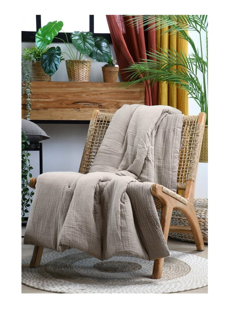 Plaid ou Edredon en gaze de coton Colors Beige - Kiabi