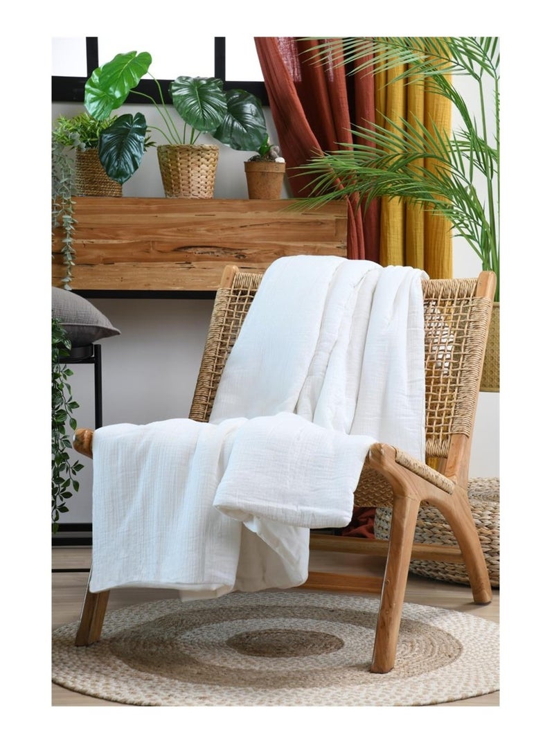 Plaid ou Edredon en gaze de coton Colors Ecru - Kiabi