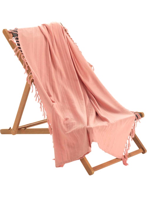 Plaid ou jete de canape coton 180 x 220 cm Lilie peche - Kiabi Plaid ou jete de canape coton 180 x 220 cm Lilie peche - Kiabi