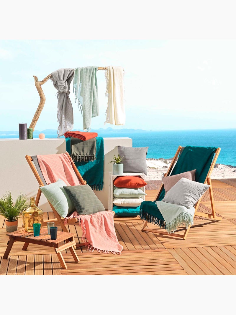 Plaid ou jete de canape coton 180 x 220 cm Lilie peche Peche - Kiabi