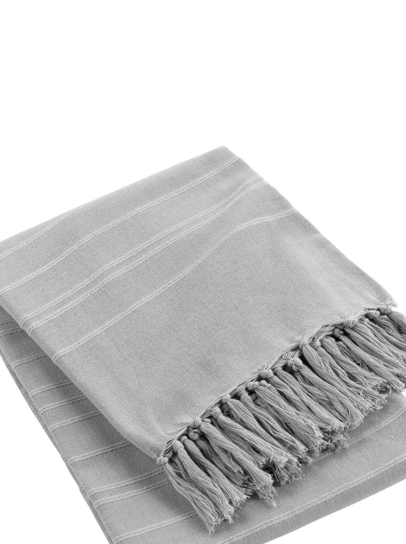 Plaid ou jete de fauteuil coton Collection Lilie Gris - Kiabi