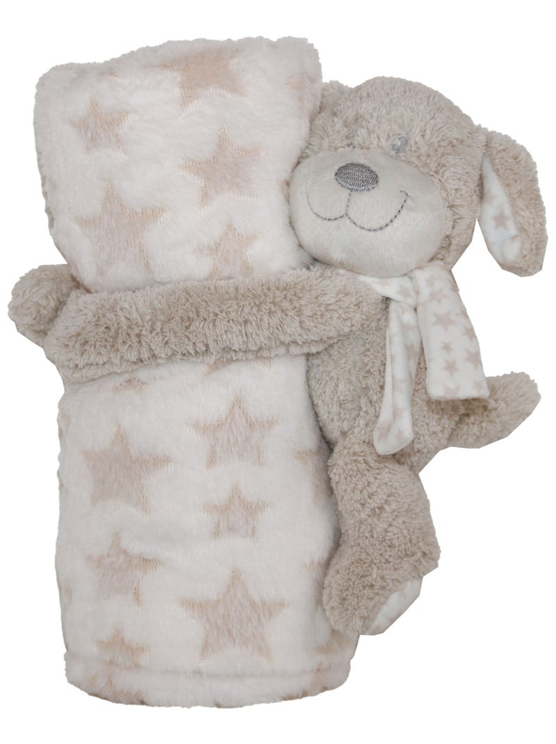 Plaid peluche chien Beige - Kiabi