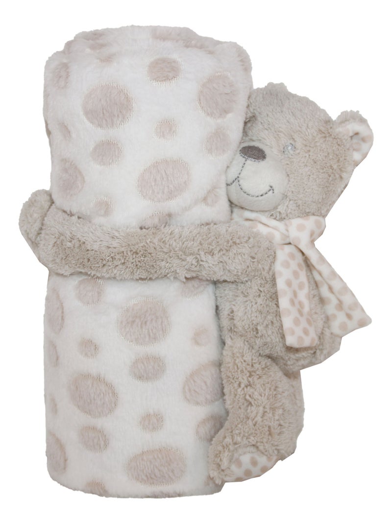 Plaid peluche ourson Beige - Kiabi