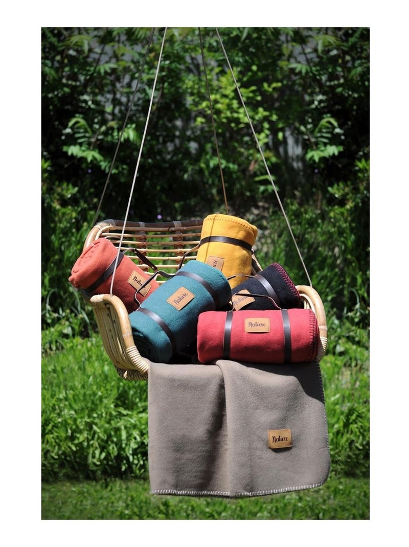 Plaid pique nique 130 x 150 cm avec poignee emeraude Vert émeraude - Kiabi