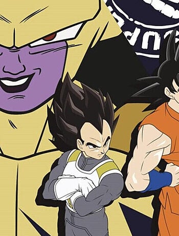 Plaid Polaire - Dragon Ball Z - Son Goku, Vegeta et Golden Freezer - Bleu - 100 x 140 cm