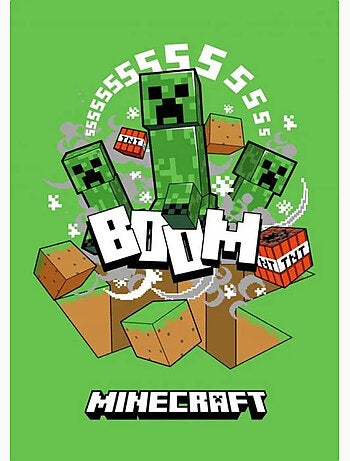 Plaid polaire - minecraft - couverture creeper - 100 x 150 cm - vert - résistant aux lavages