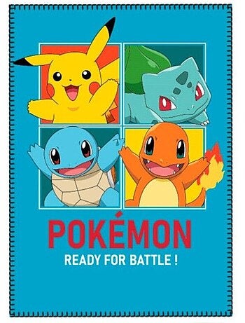 Plaid polaire - pokemon - pikachu - 100 x 140 cm - bleu - facile d'entretien