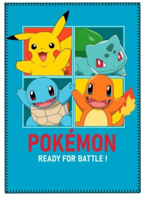 Plaid polaire - pokemon - pikachu - 100 x 140 cm - bleu - facile d'entretien - Kiabi