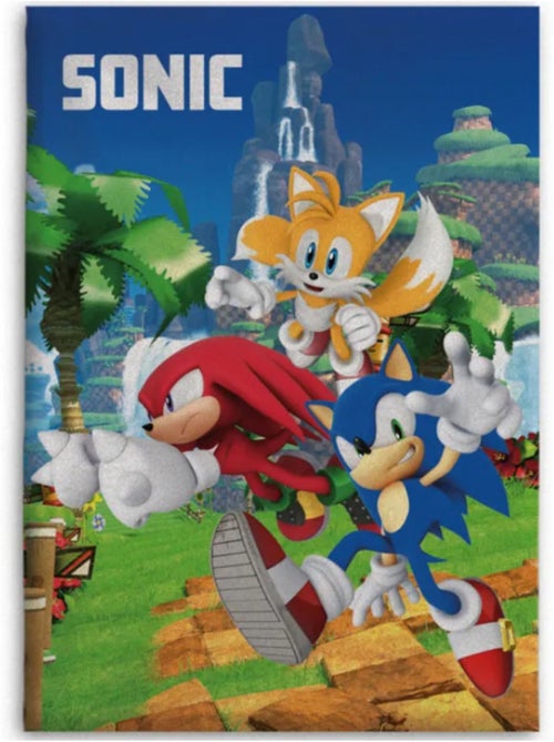 Plaid polaire - sonic the hedgehog - 100 x 140 cm - design tails et knuckles - lavable - bleu - Kiabi