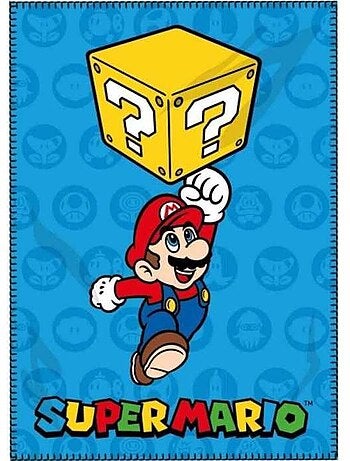 Plaid polaire - super mario bros - 100 x 140 cm - couleurs dynamiques - lavable à 40°c - synthétique
