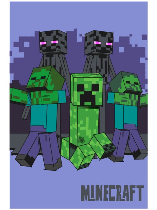Plaid polaire 100% polyester motif Minecraft Mobs - Minecraft - Kiabi