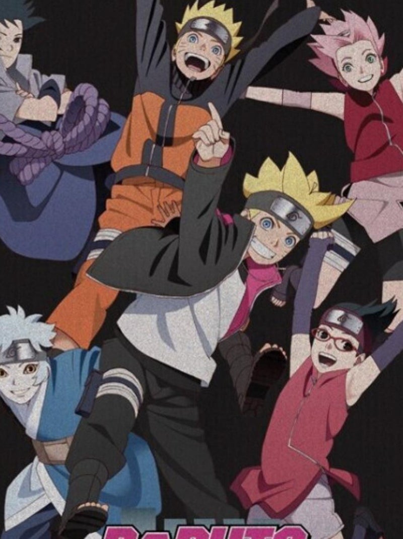 Plaid polaire Boruto - Naruto Next Generations - Tous les personnages - Noir Multicolore - Kiabi