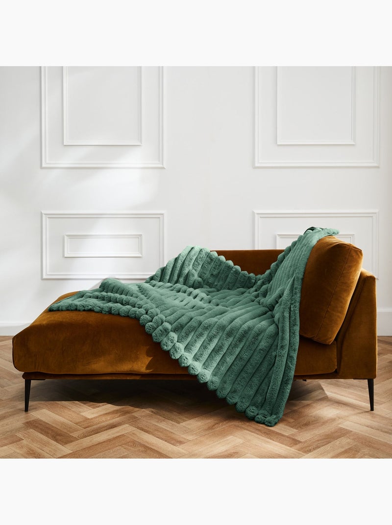 Plaid polaire chaud - douceur d'intérieur Vert - Kiabi