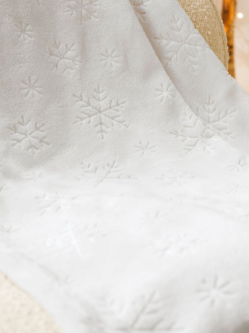 Plaid polaire chaud Flocon  - Terre de Nuit Blanc - Kiabi