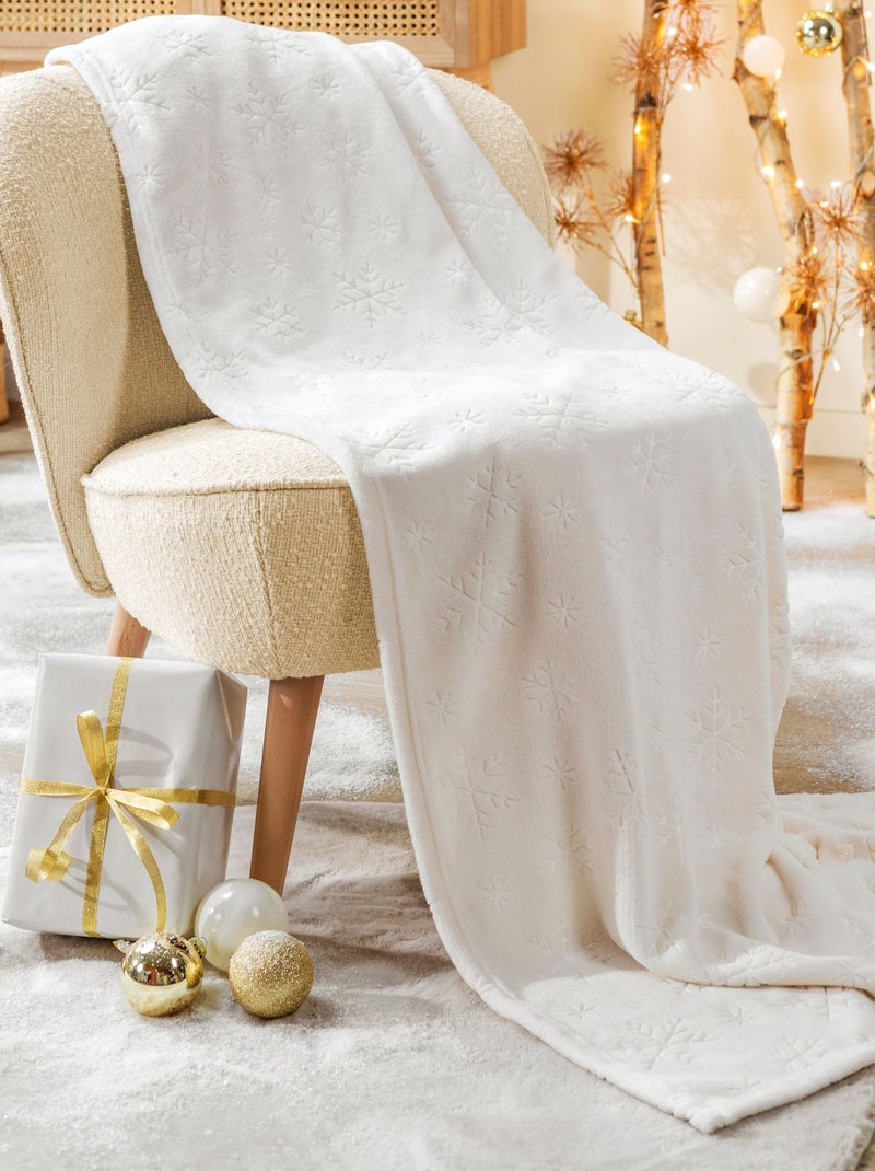 Plaid polaire chaud Flocon  - Terre de Nuit Blanc - Kiabi