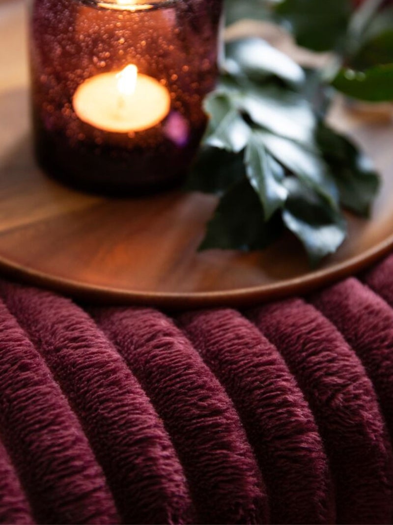 Plaid polaire cocooning  - Terre de Nuit Bordeaux - Kiabi