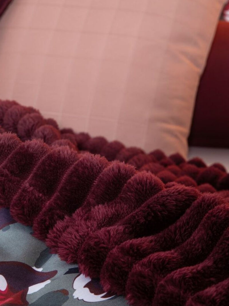 Plaid polaire cocooning  - Terre de Nuit Bordeaux - Kiabi