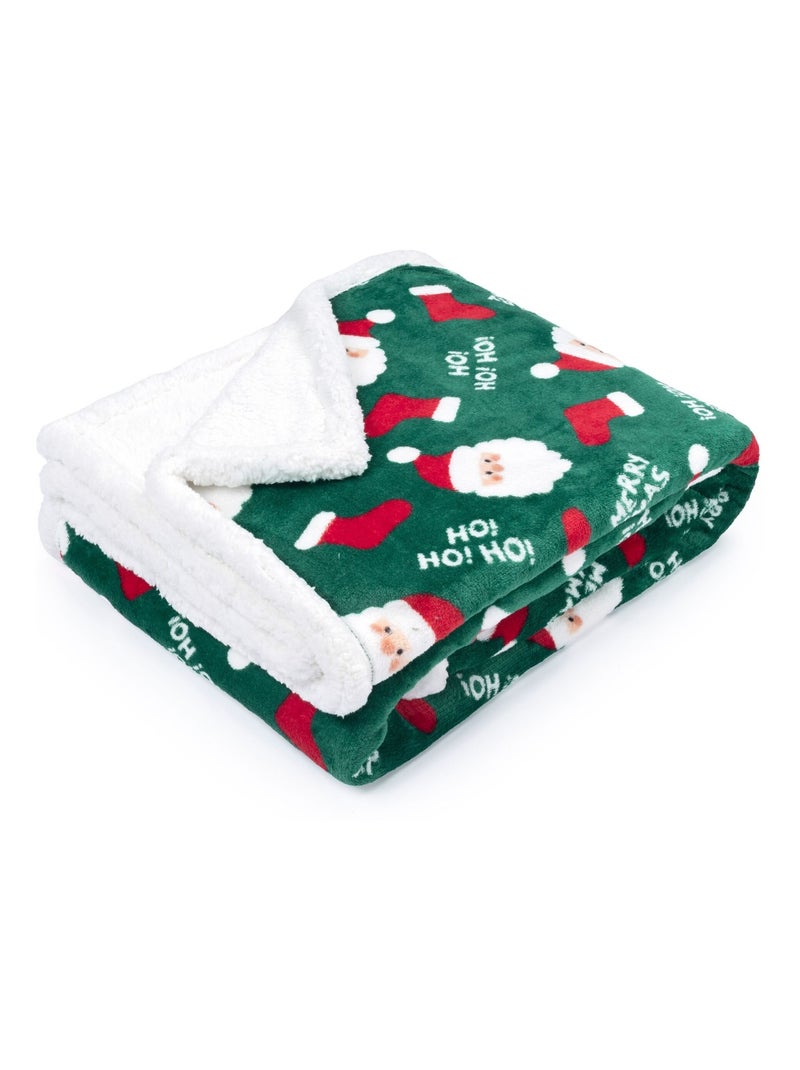 Plaid polaire cocooning Père Noël - Terre de Nuit Vert - Kiabi