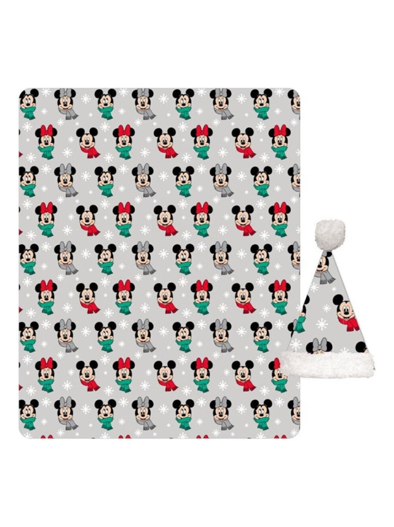 Plaid polaire Disney Mickey - Noël (avec un Bonnet de Noël inclus) Multicolore - Kiabi