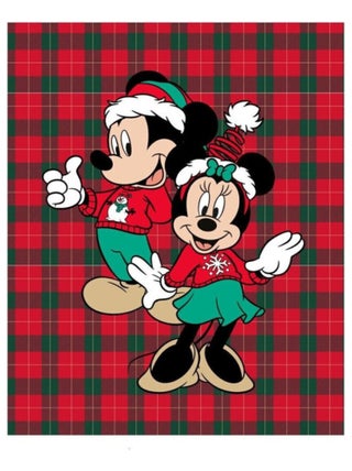 Plaid Polaire Disney Mickey et Minnie - Noël - Rouge et Vert 160x130cm