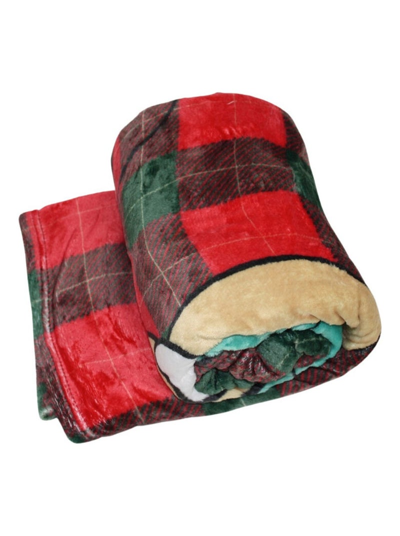 Plaid Polaire Disney Mickey et Minnie - Noël - Rouge et Vert 160x130cm Vert - Kiabi