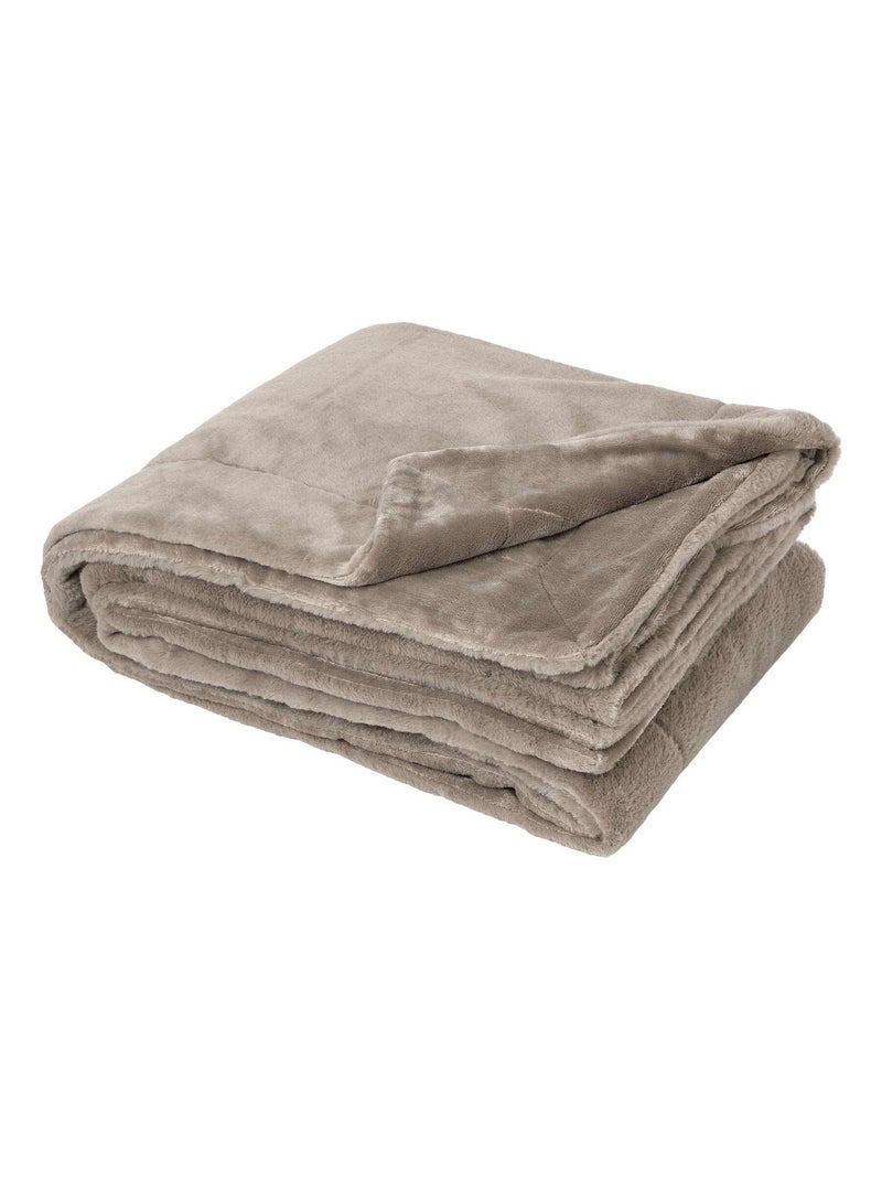 Plaid polaire double face Beige foncé - Kiabi
