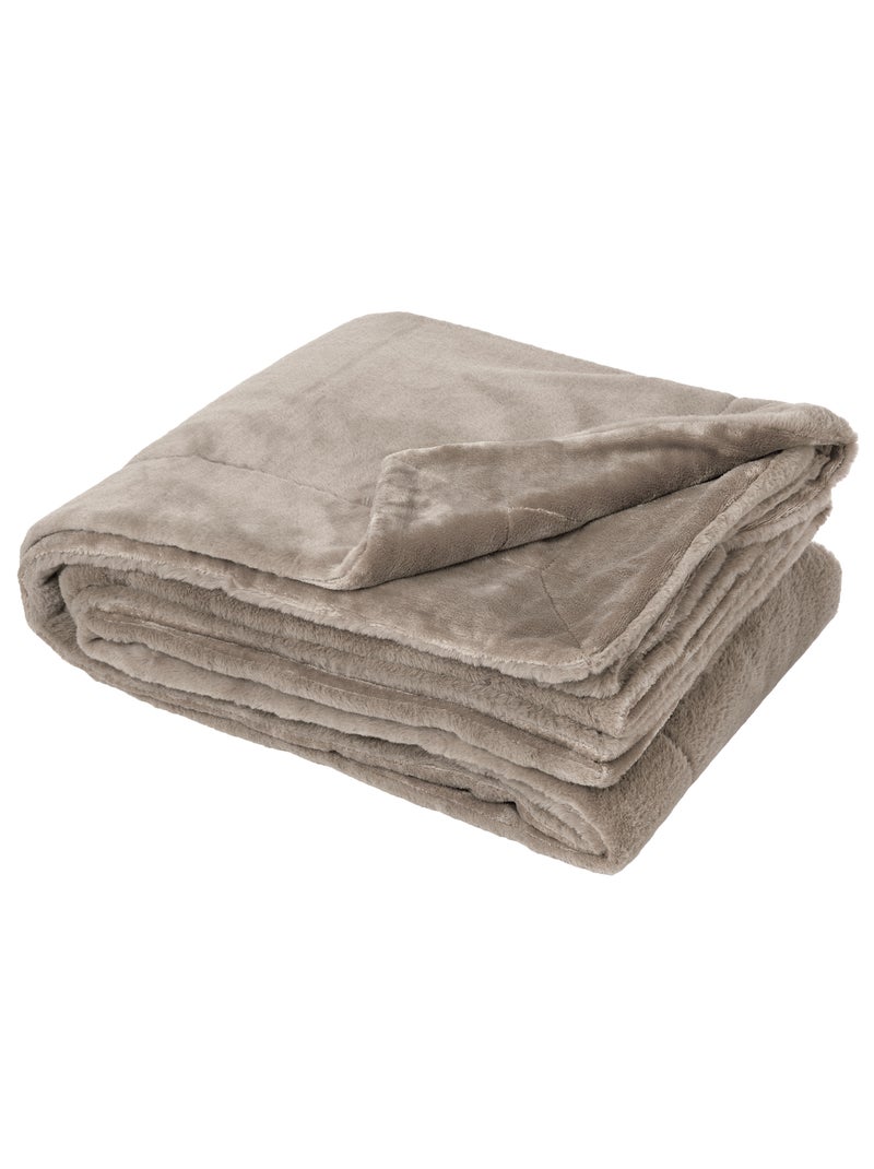 Plaid polaire double face Beige foncé - Kiabi