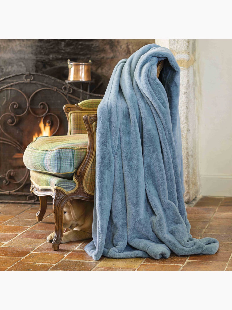 Plaid polaire double face Bleu - Kiabi