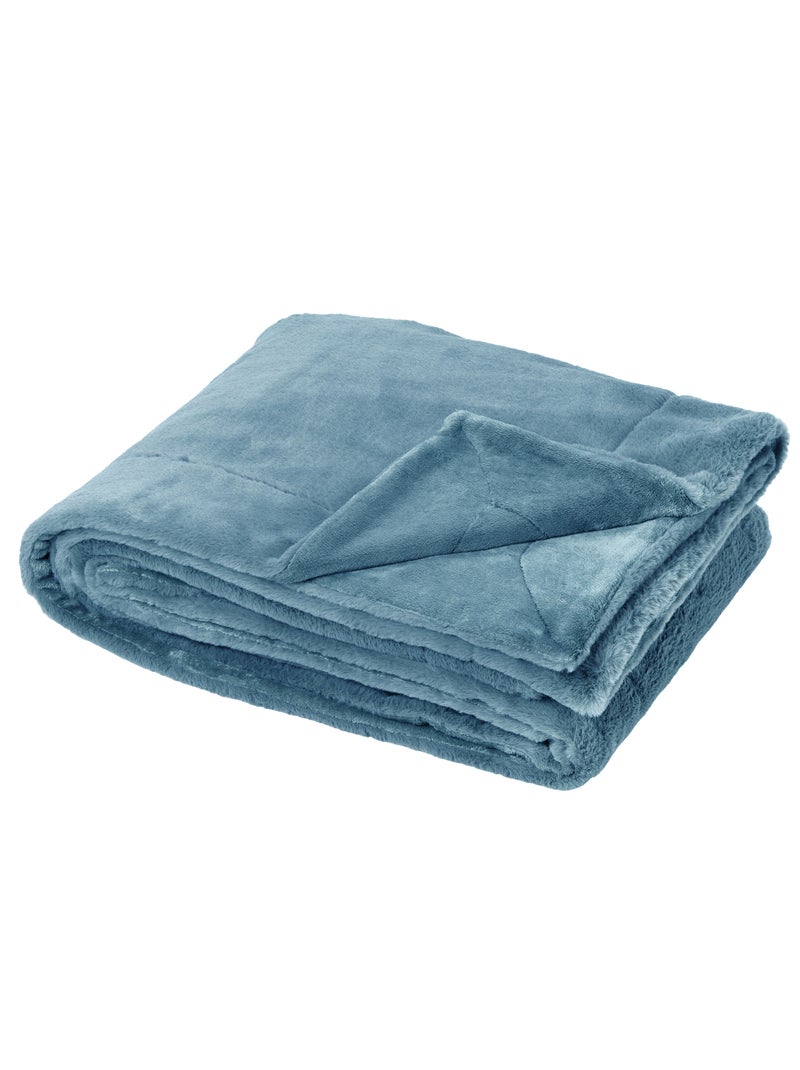 Plaid polaire double face Bleu - Kiabi