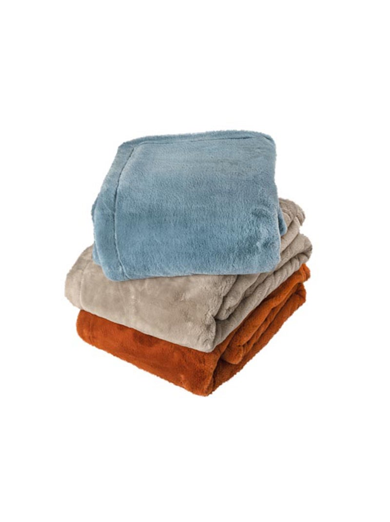Plaid polaire double face Bleu - Kiabi