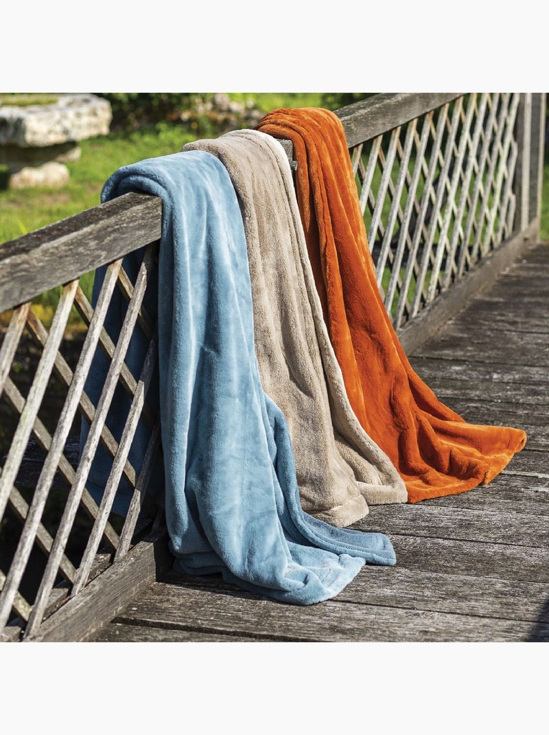 Plaid polaire double face Bleu - Kiabi