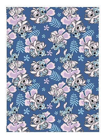 Plaid Polaire en flanelle Disney Lilo et Stitch - Stitch - Bleu, Rose et Violet - 150x110 cm