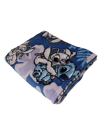 Plaid Polaire en flanelle Disney Lilo et Stitch - Stitch - Bleu, Rose et Violet - 150x110 cm