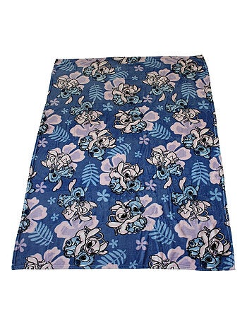 Plaid Polaire en flanelle Disney Lilo et Stitch - Stitch - Bleu, Rose et Violet - 150x110 cm