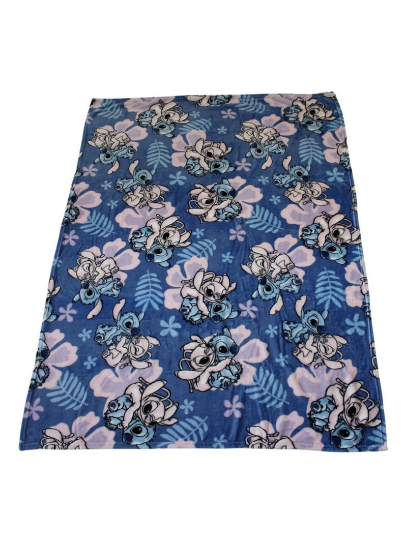 Plaid Polaire en flanelle  Disney Lilo et Stitch - Stitch - Bleu, Rose et Violet - 150x110 cm Multicolore - Kiabi