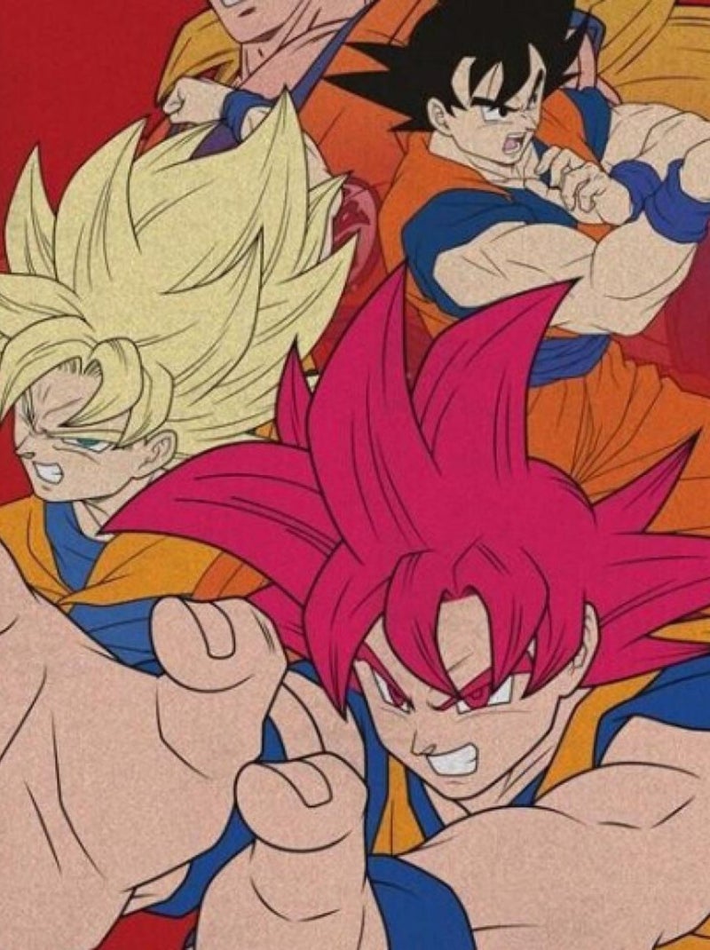 Plaid Polaire en flanelle Dragon Ball Z - Son Goku et Son Gohan - Rouge Multicolore - Kiabi