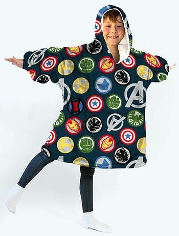 Plaid Polaire Enfant Avengers à Manches et Capuche Taille Unique 7 à 14 ans, MARVEL