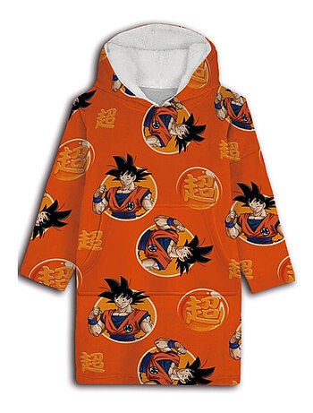 Plaid Polaire Enfant Dragon Ball à Manches et Capuche Taille Unique 7 à 14 ans, GOKU