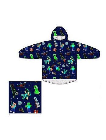 Plaid Polaire Enfant Minecraft à Manches et Capuche Taille Unique 7 à 14 ans, CREEPERS