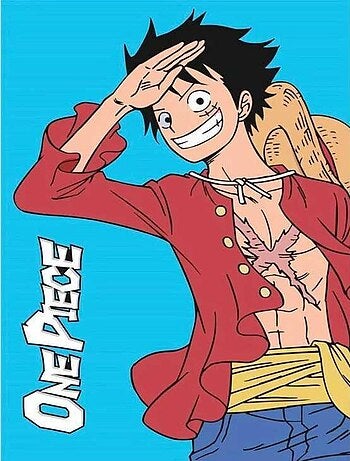 Manga Déco - Serviette de Bain Enfant Bleu One Piece Luffy - Drap