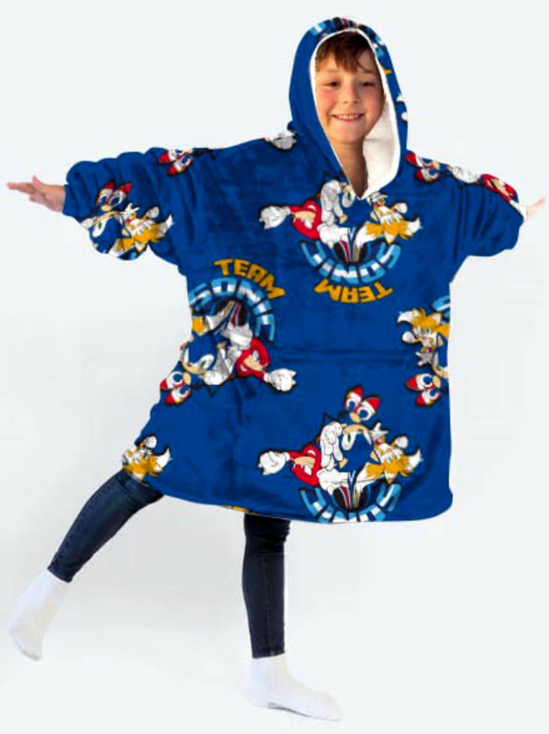 Plaid Polaire Enfant Sonic à Manches et Capuche Taille Unique 7 à 14 ans, WONDER Bleu - Kiabi