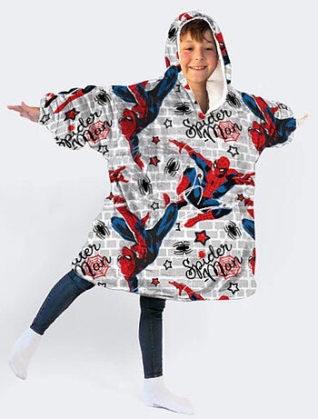 Plaid Polaire Enfant Spiderman à Manches et Capuche Taille Unique 7 à 14 ans, MARVEL