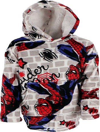 Plaid Polaire Enfant Spiderman à Manches et Capuche Taille Unique 7 à 14 ans, MARVEL