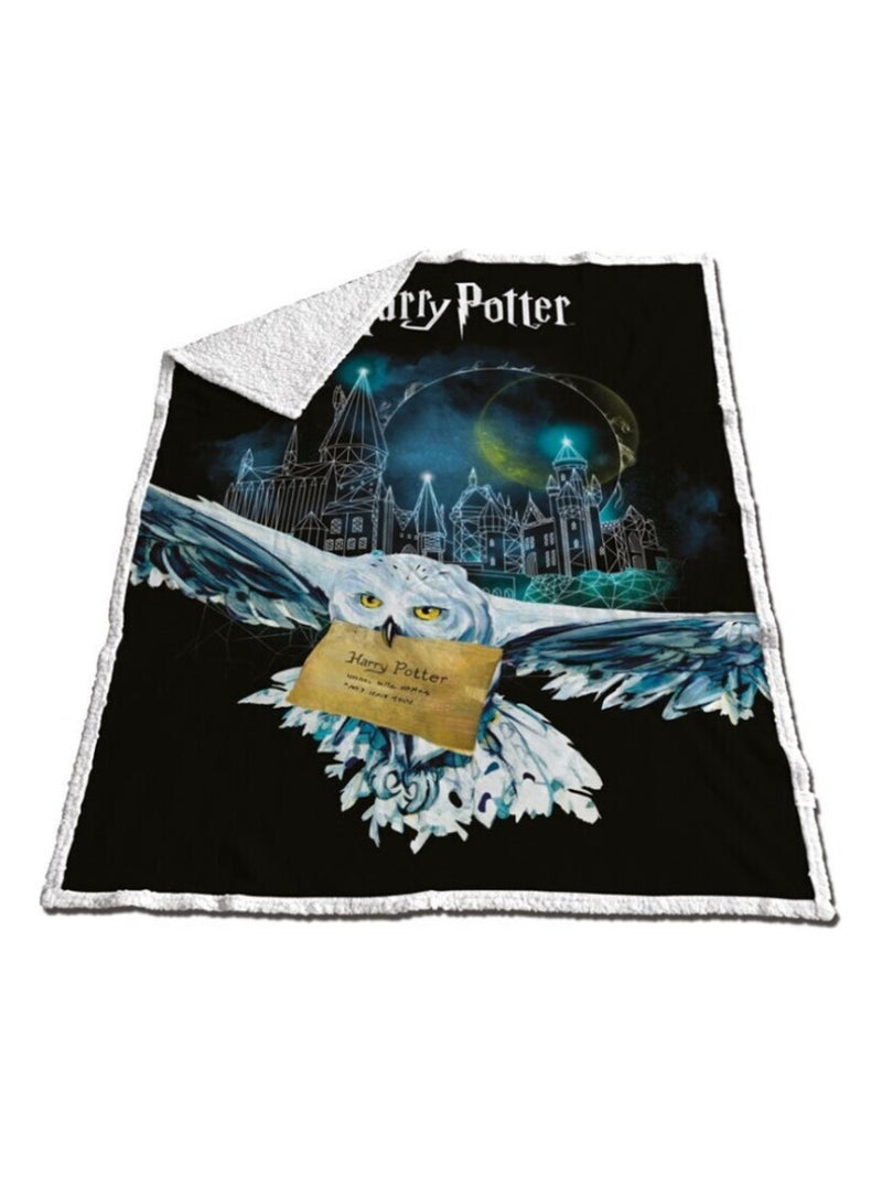 Plaid Polaire Harry Potter - Hedwige la Chouette - Noir et Bleu Multicolore - Kiabi