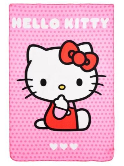 Plaid polaire hello kitty enfant 100×150 cm - couverture polyester rose douce et chaude - Kiabi