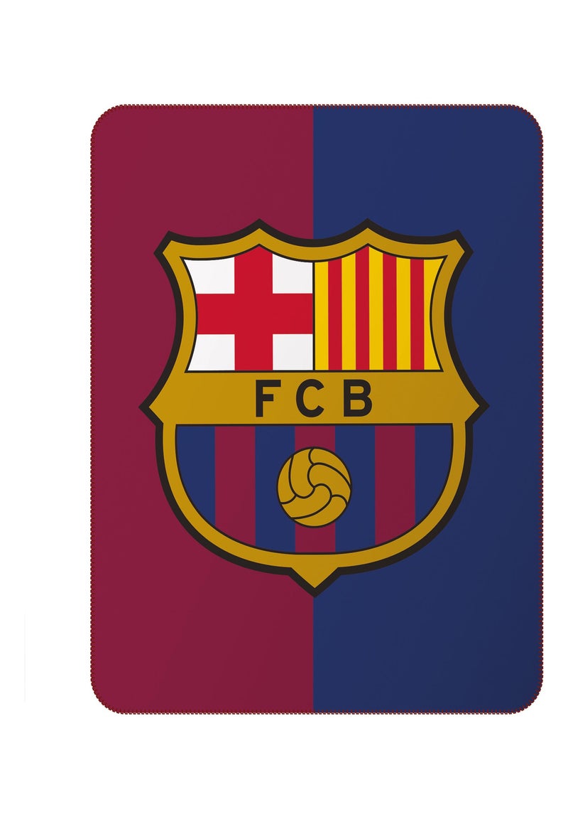 Plaid polaire imprimé 100% polyester, FC BARCELONA OFFICIEL Bleu - Kiabi