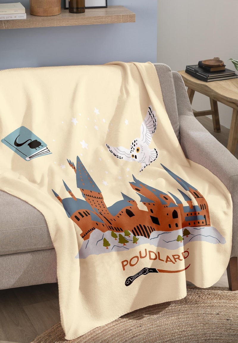 Plaid polaire imprimé 100% polyester, HARRY POTTER HEDWIGE SCHOOL Beige - Kiabi