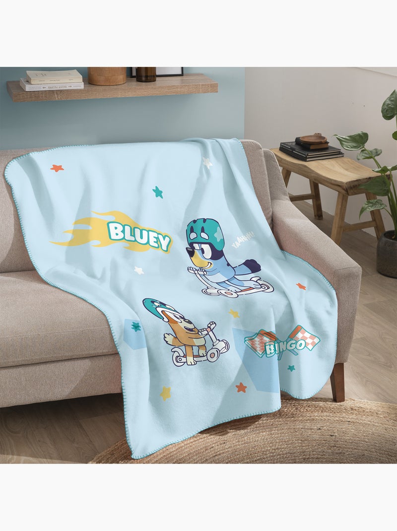 Plaid polaire imprimé, bluey trotinette Bleu - Kiabi