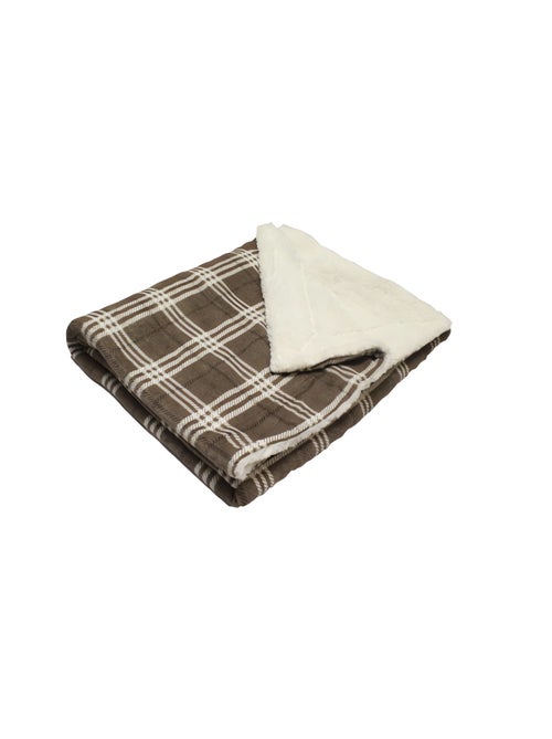 Plaid polaire imprimé et sherpa TANIA taupe 120x160 cm - Kiabi