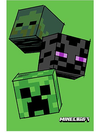 Plaid polaire imprimé pixel Minecraft 100% polyester